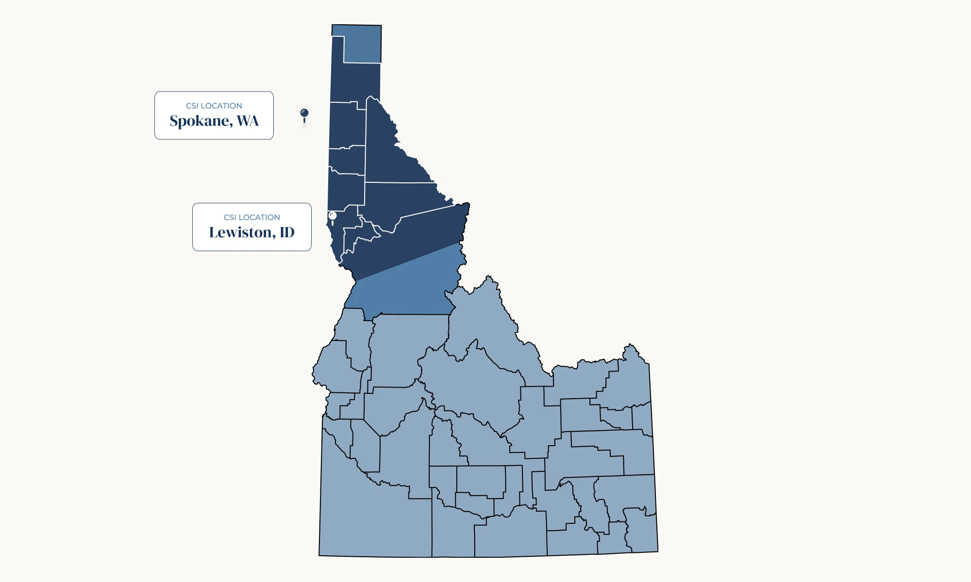 Map showing CSI delivery coverage in Idaho