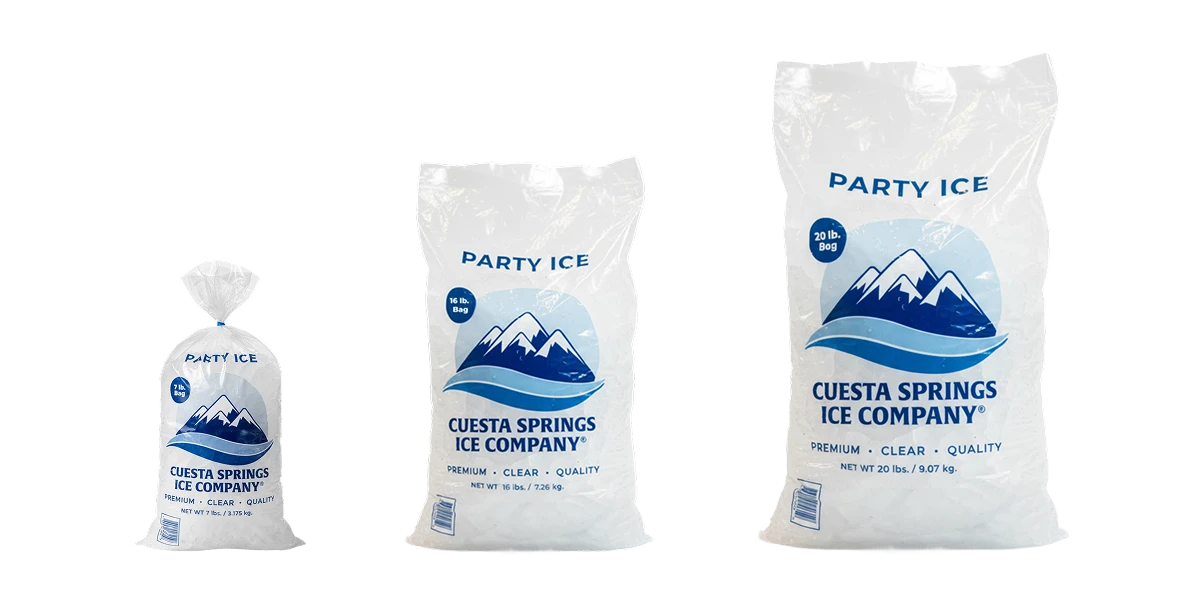 Bagged Ice Sizes - Cuesta Springs Ice